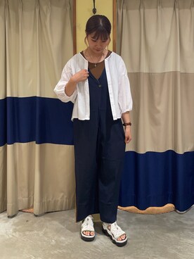 「Samansa Mos2 blue」｜「アイテム（オールインワン・サロペット）」を使った、YUKINOさん（レディース・161cm）の夏コーディネート