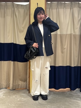 「ehka sopo（エヘカソポ）のアイテム（ノーカラージャケット）」を使った、YUKINOさん（レディース・161cm）の冬コーディネート