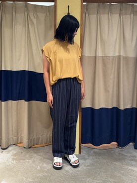 「Samansa Mos2 blue（サマンサモスモスブルー）のアイテム（トップス、オレンジ系）」を使った、YUKINOさん（レディース・161cm）の夏コーディネート