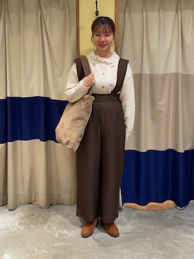 「ehka sopo（エヘカソポ）のアイテム（オールインワン・サロペット）」を使った、YUKINOさん（レディース・161cm）の秋コーディネート
