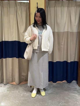 「Samansa Mos2 blue（サマンサモスモスブルー）のアイテム（ブルゾン）」を使った、YUKINOさん（レディース・161cm）の春コーディネート