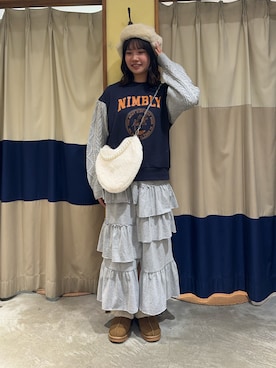 「ehka sopo（エヘカソポ）のムートン風シューズ（ブーツ）」を使った、YUKINOさん（レディース・161cm）の秋コーディネート