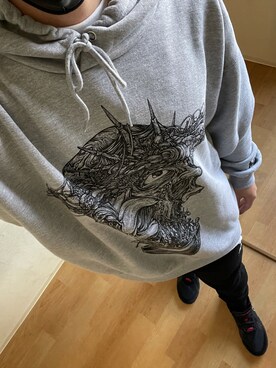 「マリオンアパレルのアイテム（パーカー、グレー系）」を使った、🐰🔎hiroさん（メンズ・179cm）の秋コーディネート