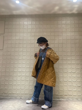 「アイテム（ミリタリージャケット、イエロー系）」を使った、すずき。さん（レディース・155cm）の春コーディネート