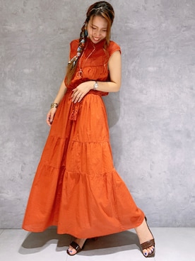 Rope Picnic ロぺピクニック レディース のワンピース オレンジ 橙色系 袖なし コーディネート セールアイテム Zozotown