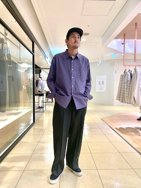 「Hender Scheme（エンダースキーマ）のアイテム（帽子）」を使った、shomayamagishiさん（メンズ・173cm）の夏コーディネート