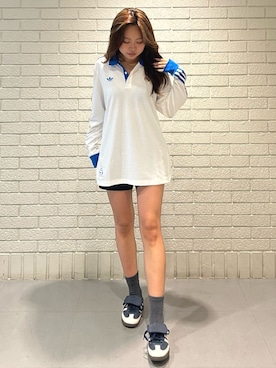 「アイテム（ポロシャツ）」を使った、リンさん（レディース・159cm）の夏コーディネート