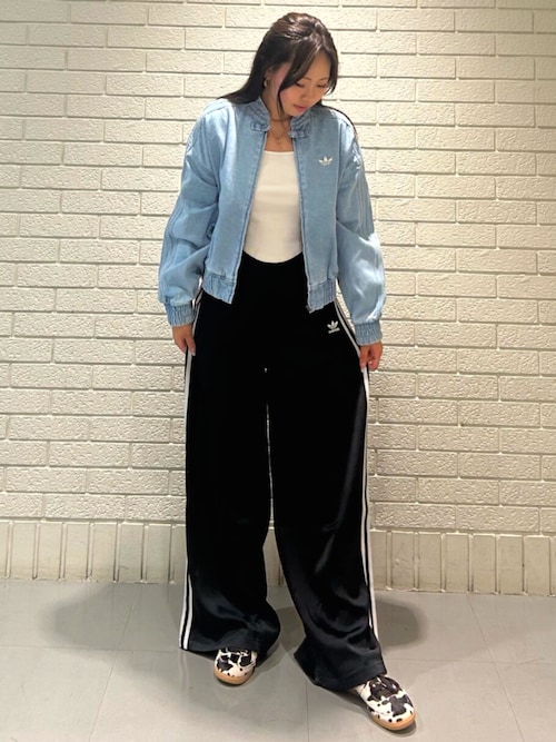 アディダス パンツ M ブラック サテン サテン ワイドレッグ トラックパンツ / バギーパンツ