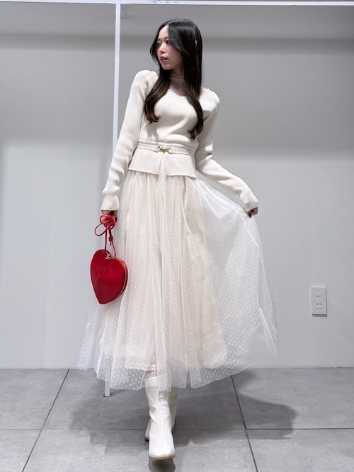 ビットニットドットチュールドッキングワンピース（ワンピース