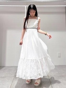 「白ワンピース」｜kayoさん（レディース・148cm）の夏コーディネート