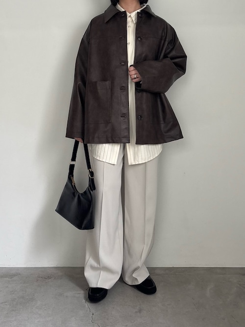 ステンカラーフェイクレザージャケット（ステンカラーコート）｜select