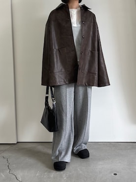 「アイテム（ステンカラーコート）」を使った、akaneさん（レディース・157cm）の秋コーディネート