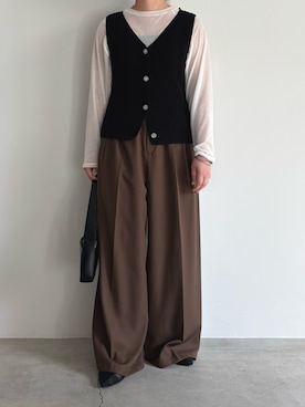 「select MOCA by son（セレクトモカバイソン）のアイテム（スラックス）」を使った、akaneさん（レディース・157cm）の夏コーディネート