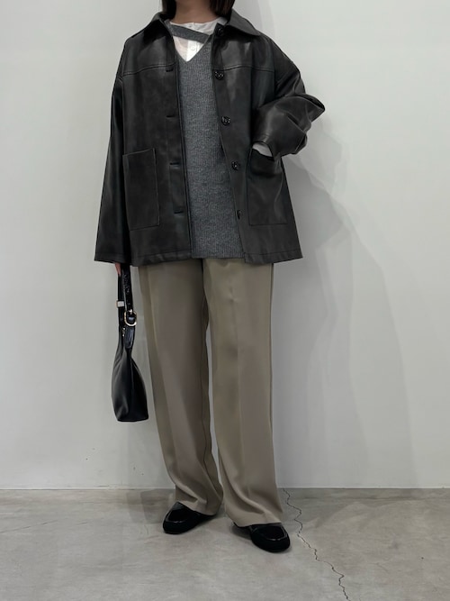 セール】ステンカラーフェイクレザージャケット（ステンカラーコート