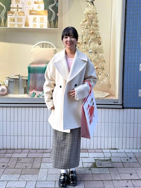 「アイテム（ダッフルコート）」を使った、YUKAさん（レディース・157cm）の冬コーディネート