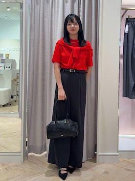 「アイテム（ボストンバッグ）」を使った、YUKAさん（レディース・157cm）の秋コーディネート