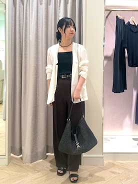 「NOLLEY’S Sophi（ノーリーズソフィ）の【BECシリーズ】ウォッシャブルリネナチュールシアージャケット（テーラードジャケット、ホワイト系）」を使った、YUKAさん（レディース・157cm）の夏コーディネート