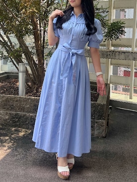 「アイテム（シャツワンピース）」を使った、miyuさん（レディース・156cm）の夏コーディネート