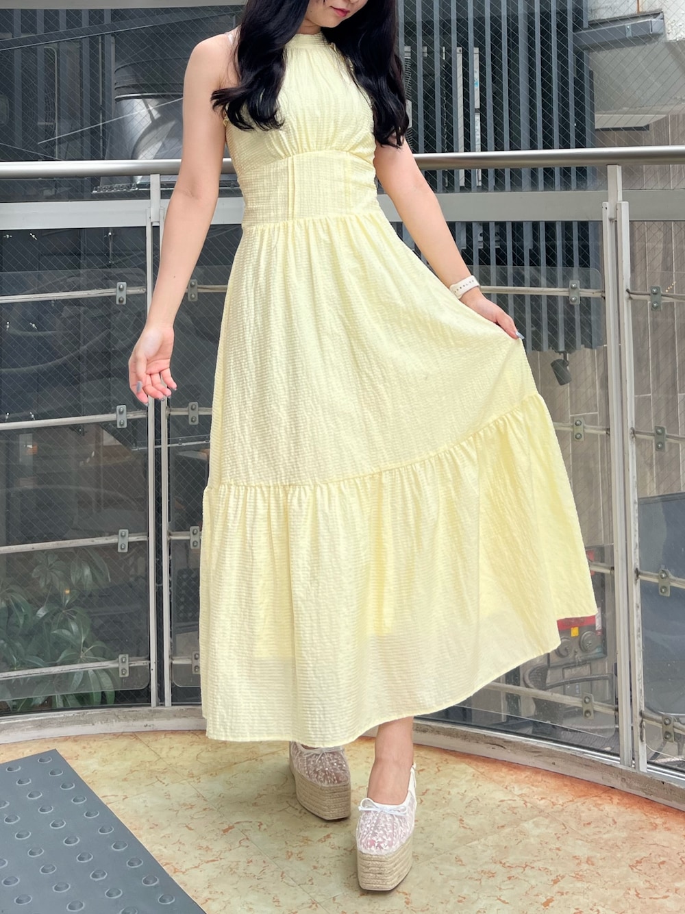 dazzlin アメスリフリルシェイプワンピース オフホワイト M