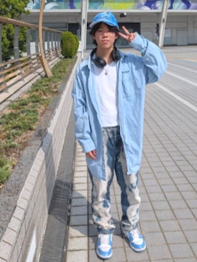 「アイテム（デニムジャケット）」を使った、かずみーさん（メンズ・160cm）の春コーディネート
