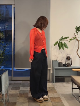 「アイテム（カーディガン/ボレロ、オレンジ系）」を使った、ノラさん（レディース・153cm）の夏コーディネート
