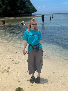 「crocs（クロックス）のアイテム」を使った、ノラさん（レディース・153cm）の夏コーディネート