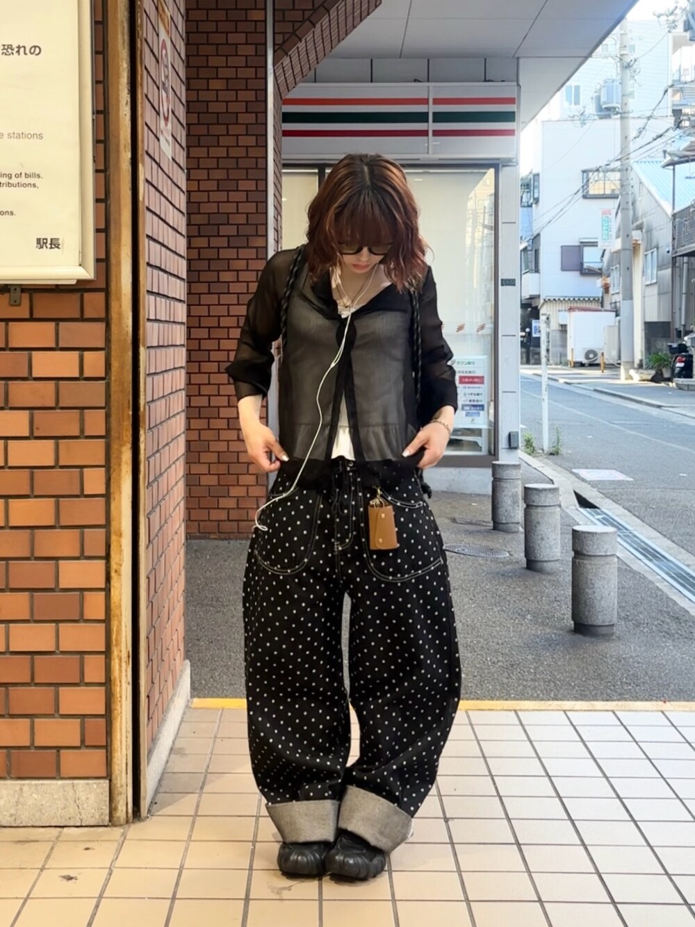 FANCY CLUB ドットロールアップパンツ FANCY CLUB】STRING DOT ROLL-UP PANTS ☆韓国人気☆ 追跡付