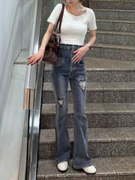 「EMODA（エモダ）のアイテム（バッグ）」を使った、Yuzukiさん（レディース・160cm）の春コーディネート