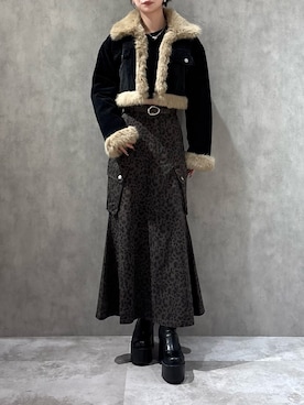 「EMODA（エモダ）のアイテム（ジャケット/アウター）」を使った、Yuzukiさん（レディース・160cm）の秋コーディネート