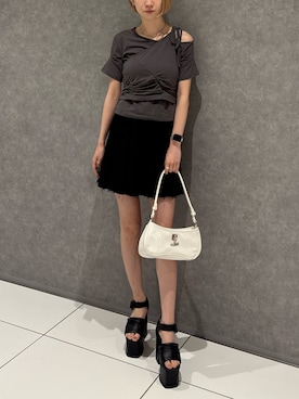 「EMODA（エモダ）のサイドオープンバルキーサンダル（サンダル）」を使った、Yuzukiさん（レディース・160cm）の春コーディネート