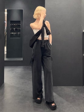 「EMODA」｜「アイテム（スウェットパンツ）」を使った、Yuzukiさん（レディース・160cm）の夏コーディネート