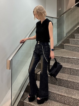 「EMODA（エモダ）のサイドオープンバルキーサンダル（サンダル）」を使った、Yuzukiさん（レディース・160cm）の夏コーディネート