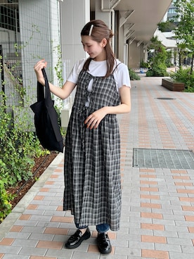 「チェックワンピース」｜「アイテム（ワンピース/ドレス）」を使った、mejoul_staffさん（レディース・161cm）の夏コーディネート