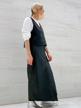 「PUBLUX（パブリュクス）のアイテム（スカート）」を使った、横井亜紀さん（レディース・151cm）の秋コーディネート