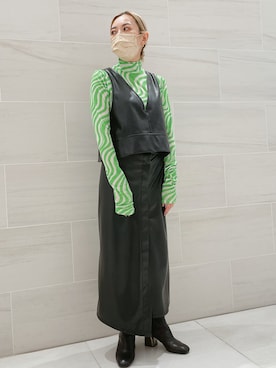 「PUBLUX（パブリュクス）のアイテム（スカート）」を使った、横井亜紀さん（レディース・151cm）の冬コーディネート