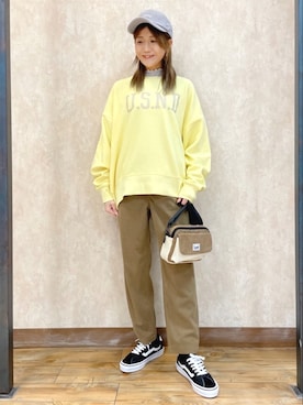 「Lee」｜「アイテム（キャップ）」を使った、まあちゃみさん（レディース・164cm）の冬コーディネート