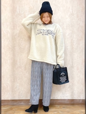 「HONEYSUCKLE ROSE（ハニーサックルローズ）のアイテム（帽子）」を使った、まあちゃみさん（レディース・164cm）の冬コーディネート