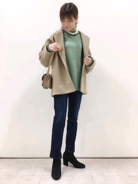 「Right-on」｜「アイテム（チェスターコート）」を使った、まあちゃみさん（レディース・164cm）の冬コーディネート