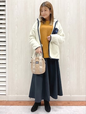 「バック」｜「アイテム（ブルゾン）」を使った、まあちゃみさん（レディース・164cm）の秋コーディネート