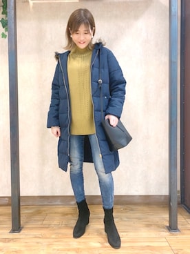 「HONEYSUCKLE ROSE（ハニーサックルローズ）のアイテム（その他アウター）」を使った、まあちゃみさん（レディース・164cm）の冬コーディネート
