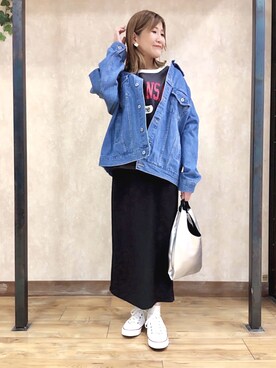 「Lee（リー）のアイテム（Tシャツ/カットソー）」を使った、まあちゃみさん（レディース・164cm）の春コーディネート