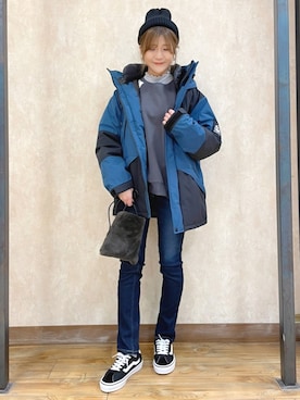 「CAMP7（キャンプセブン）のアイテム（ジャケット/アウター）」を使った、まあちゃみさん（レディース・164cm）の冬コーディネート