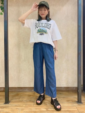 「CAMP7」｜「アイテム（サンダル）」を使った、まあちゃみさん（レディース・164cm）の夏コーディネート