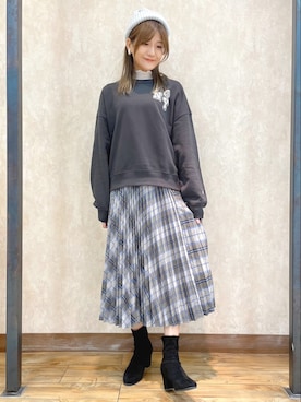 「HONEYSUCKLE ROSE（ハニーサックルローズ）のアイテム（ブルゾン）」を使った、まあちゃみさん（レディース・164cm）の冬コーディネート