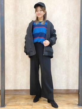 「HONEYSUCKLE ROSE（ハニーサックルローズ）のアイテム（ブルゾン）」を使った、まあちゃみさん（レディース・164cm）の冬コーディネート