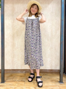 「キャミワンピ」｜「アイテム（シャツワンピース）」を使った、まあちゃみさん（レディース・164cm）の春コーディネート