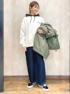 「ボーイッシュ」｜「アイテム（その他アウター）」を使った、まあちゃみさん（レディース・164cm）の冬コーディネート