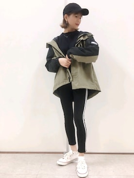 「CAMP7」｜「アイテム（マウンテンパーカー）」を使った、まあちゃみさん（レディース・164cm）の秋コーディネート