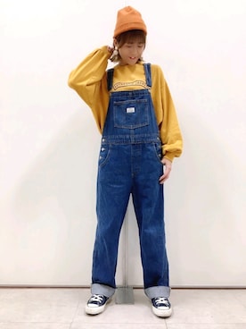「Lee」｜「アイテム（ニットキャップ/ビーニー）」を使った、まあちゃみさん（レディース・164cm）の秋コーディネート