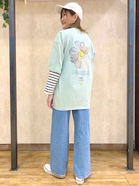「HONEYSUCKLE ROSE（ハニーサックルローズ）のアイテム（帽子）」を使った、まあちゃみさん（レディース・164cm）の春コーディネート